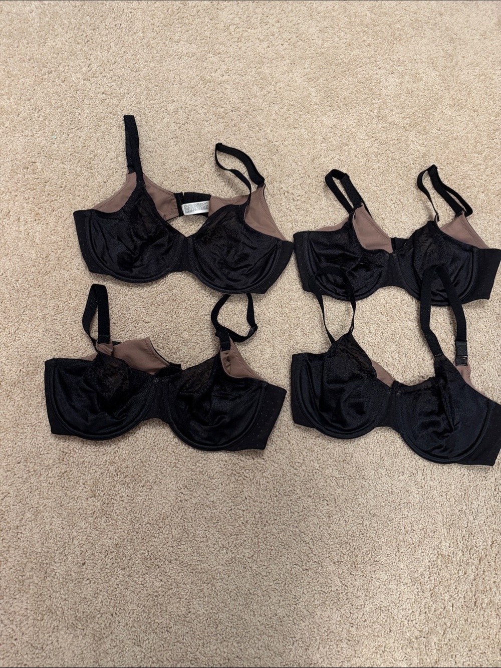 Wacoal Black Underwire Bras with Neutral Inner Lining — Set of Four